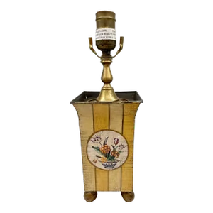 1990s Worlds Away Hand Painted Tole Metal Table Lamp