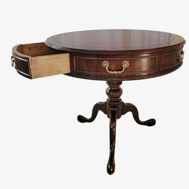 Wood Century Furniture 18th-Century Style Burlwood Drum Table For Sale - Image 7 of 11