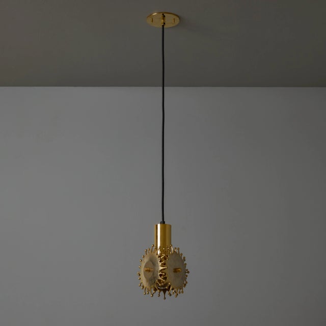1960s Sculptural Brass Pendant Lamp by Armatur Hantverk Tibro, Sweden. Executed in polished brass with an attractive...