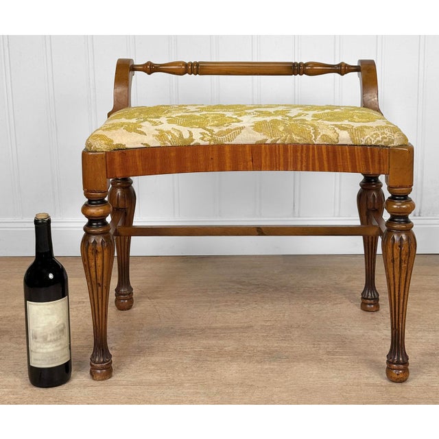 Original 1940s Traditional Vanity Bench Solid Maple Construction with Wonderful Veneered Tiger Maple Front Skirting...
