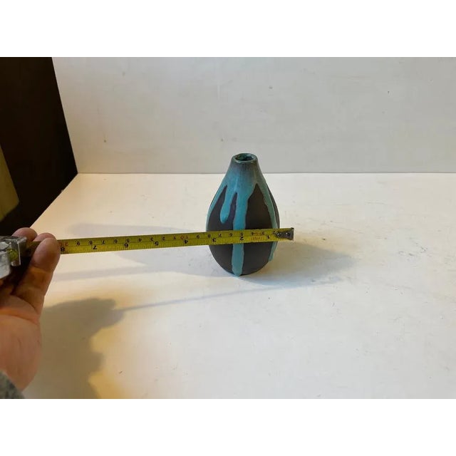 Ceramic Vase with Green Drip Glaze from Helge Østerberg, 1960s For Sale - Image 6 of 7