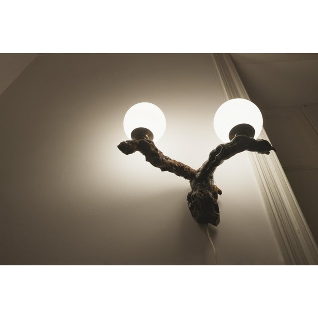 Vintage Brutalist Double Globe Lighting Wall Light, 1950s For Sale - Image 3 of 18