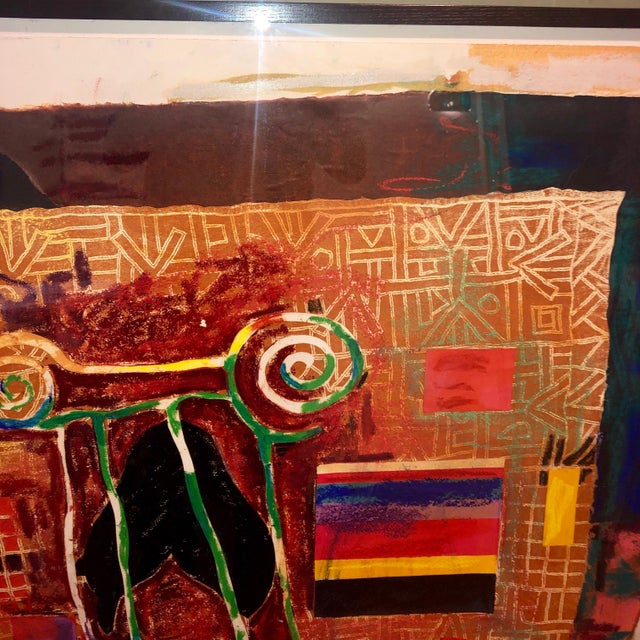 1990s Terence La Noue, Huge Abstract Modernist "August Series" Mixed Media Monotype Colorful Painting, 1990 For Sale - Image 5 of 16