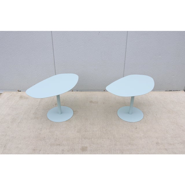 MCM Style Light Blue Organic Forms Side Tables Attributed to Morten Voss, a Pair For Sale In New York - Image 6 of 18
