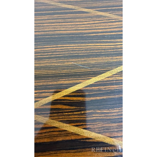 Late 20th Century Neoclassical Zebrawood Inlaid Ebonized Dining Table, Attributed to Ralph Lauren for Henredon For Sale - Image 17 of 17