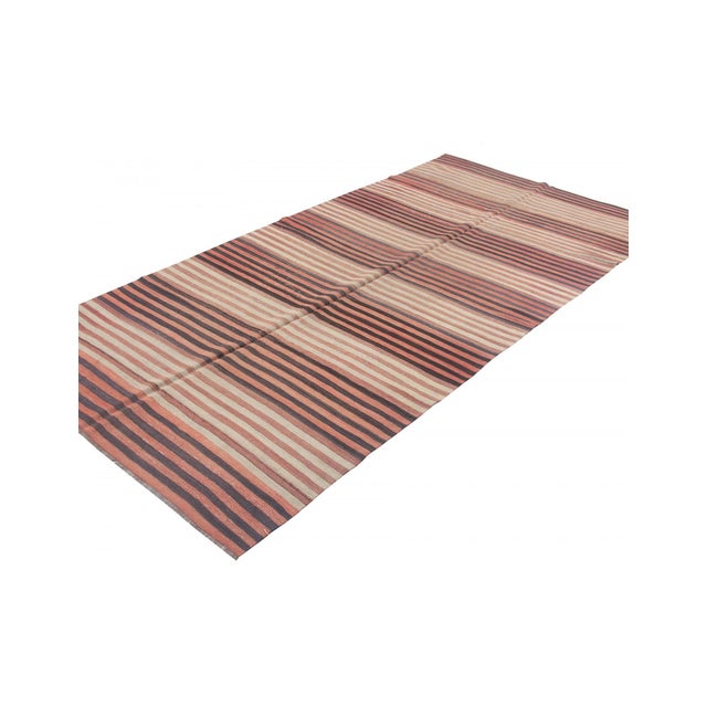 Mid-Century Modern Striped Vintage Kilim Rug - 4`11" X 10`10" For Sale - Image 3 of 6