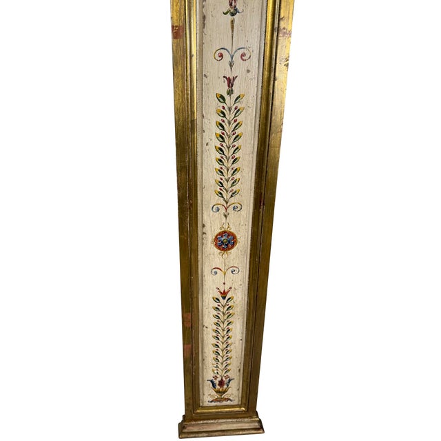 French Antique Gilt Architectural Pilasters, Hand-Painted Floral Motifs, 1950 For Sale - Image 3 of 12