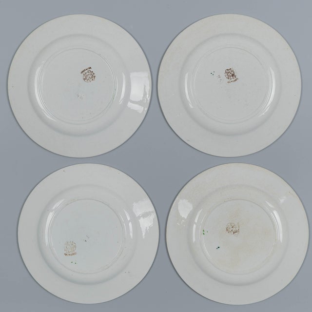 Ceramic 19th Century French Plates, Hand-Painted Set of 4 For Sale - Image 7 of 7