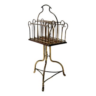 Art Nouveau Brass Revolving Magazine Rack, 1900s For Sale