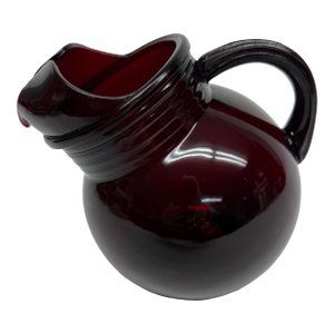 Vintage Glass Ruby Red Ice Tea Water Pitcher
