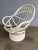 Restored White Rattan Bucket Lounge Chair With Swivel Base For Sale - Image 9 of 11