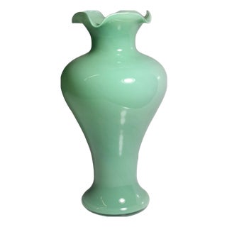 Jade Green Murano Glass Vase, 1950s For Sale
