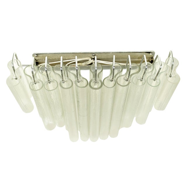 Italian Sconce in Clear Molded Glass and Chrome-Plated Metal, 1970s For Sale - Image 3 of 16