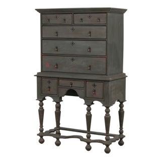 g.l. Sawyer Custom Made Crackle Paint 8 Drawer Highboy For Sale