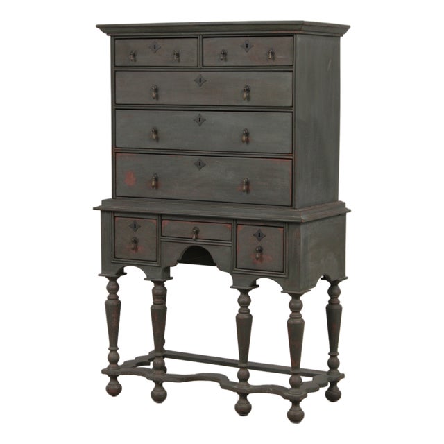 g.l. Sawyer Custom Made Crackle Paint 8 Drawer Highboy For Sale