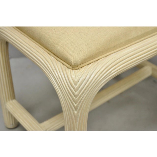 Vintage Hollywood Regency Rattan Pencil Reed Stools by American Drew - A Pair For Sale In Philadelphia - Image 6 of 14