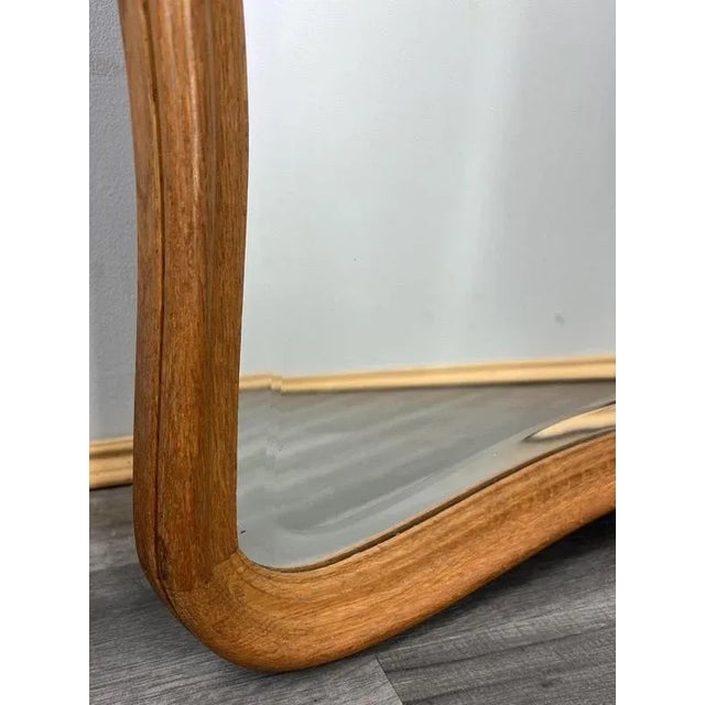 Vintage French Oak Wall Mirror with Curved Frame For Sale - Image 4 of 9