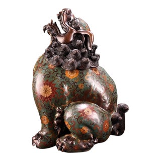 Late 19th Century Cloisonné Enamel Mythical Beast Vessel, 4500g, Gilt Bronze For Sale