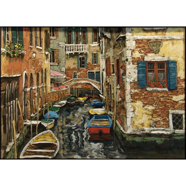 "Boats of Venice" 1999 by Viktor Shvaiko Original limited edition serigraph on canvas, hand embellished This piece is hand...