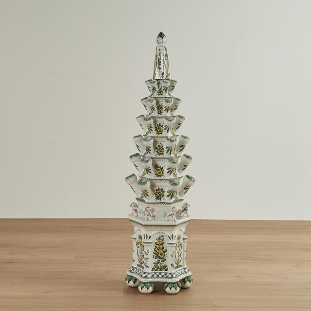 White Vintage Italian Porcelain Tulipiere For Sale - Image 8 of 15