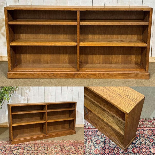 English oak bookcase from the 1980s - W=1.52m D=24cm H=78cm.