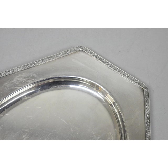 Early 20th Century Antique Victorian Andover Sp Co Silver Plated Octagonal Serving Platter Tray For Sale - Image 5 of 11
