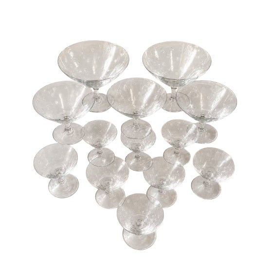 Mid 20th Century Richard Brendon's Hand-Engraved Crystal Champagne Coupes - Set of 13 For Sale