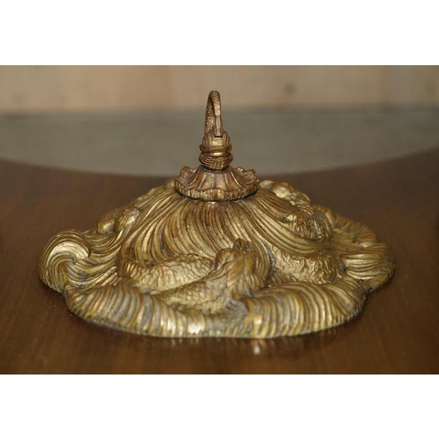 19th Century Italian Gilt Brass & Carrara Marble Dolphin Coffee Table For Sale - Image 10 of 18
