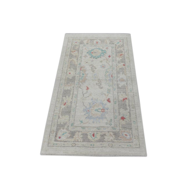 Textile Beige Multicolor Handwoven Turkish Oushak Rug 2'9" X 5' For Sale - Image 7 of 8