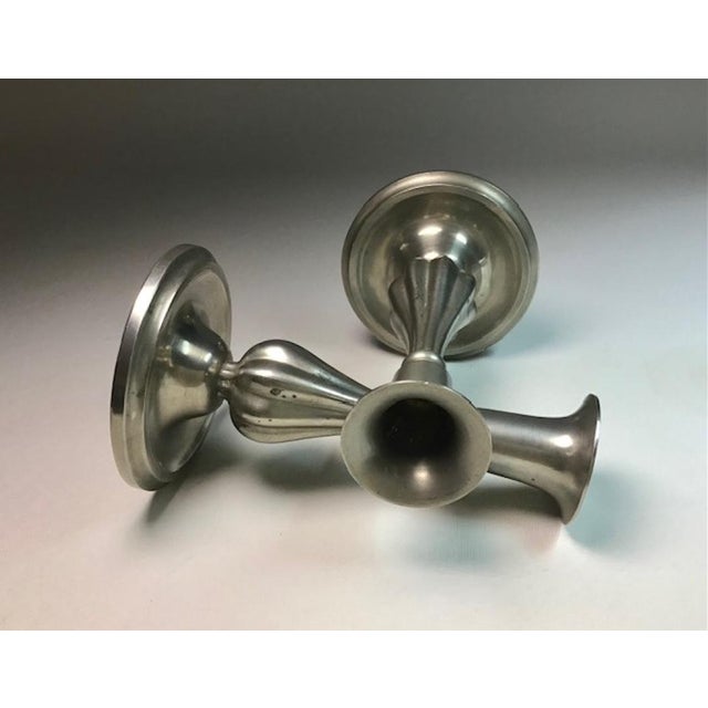 Metal Art Deco Pewter Candlesticks by Sylvia Stave, 1940s, Set of 2 For Sale - Image 7 of 11