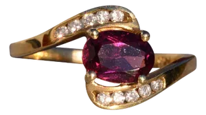 The 169th Avenue: Deep Pink Tourmaline and Natural Diamond Ring in Yellow Gold