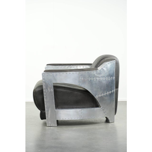 Cowhide Aviator Lounge Chair in Leather and Aluminium For Sale - Image 5 of 14