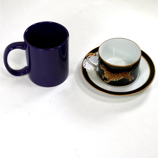1980s Lynn Chase Jaguar Jungle Flat Cup and Saucer For Sale - Image 9 of 9