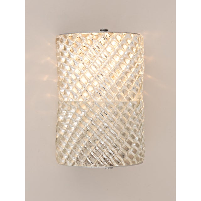Set of 2 Clear Murano Glass Wall Sconces in the Style of Barovier & Toso, 1950s For Sale - Image 9 of 12