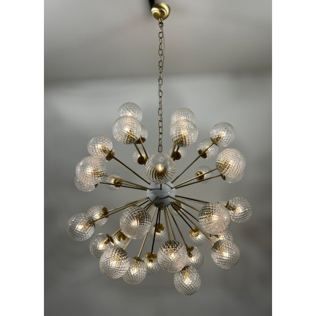 21st Century Nova Satin Brass Clear Balloton Murano Sputnik Chandelier by Fabio LTD For Sale - Image 9 of 9