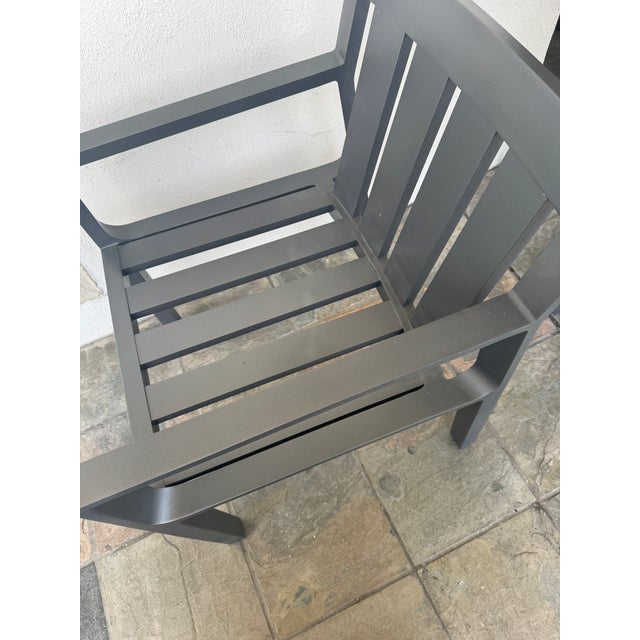 Charcoal Restoration Hardware Rhodes Aluminum Outdoor Dining Armchairs, Pair For Sale - Image 8 of 12