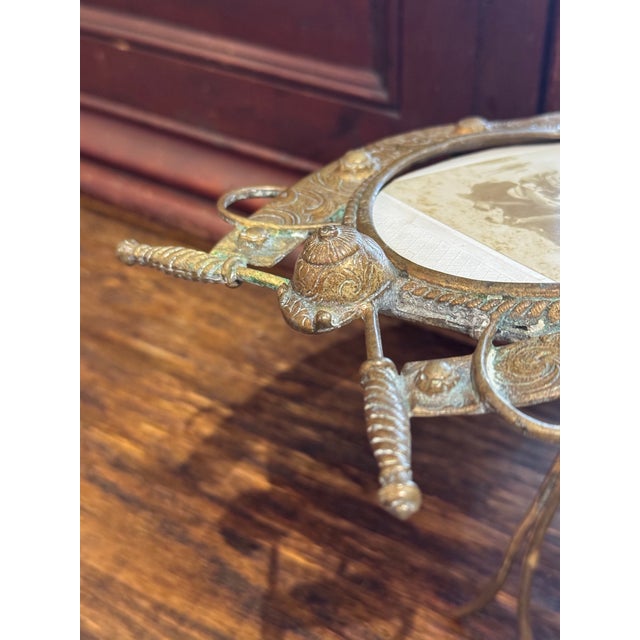 Rare 19th Century Brass Equestrian Picture Frame- Horse Shoe, Helmet, Riding Crops For Sale - Image 10 of 12