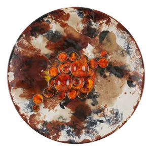 Mushrooms Fat Lava Wall Plate by Ruscha Keramik, West Germany, 1970s