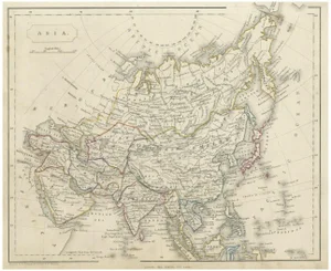Antique Steel Engraved Map of Asia, 1860