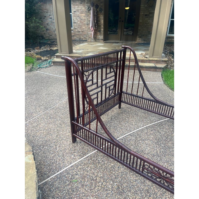 Wood Vintage Rattan and Cane Chinoiserie Sleigh Bed/Daybed For Sale - Image 7 of 10