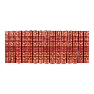 Grolier Society Red Leather-Bound Set Days of the Dandies 15 Volumes