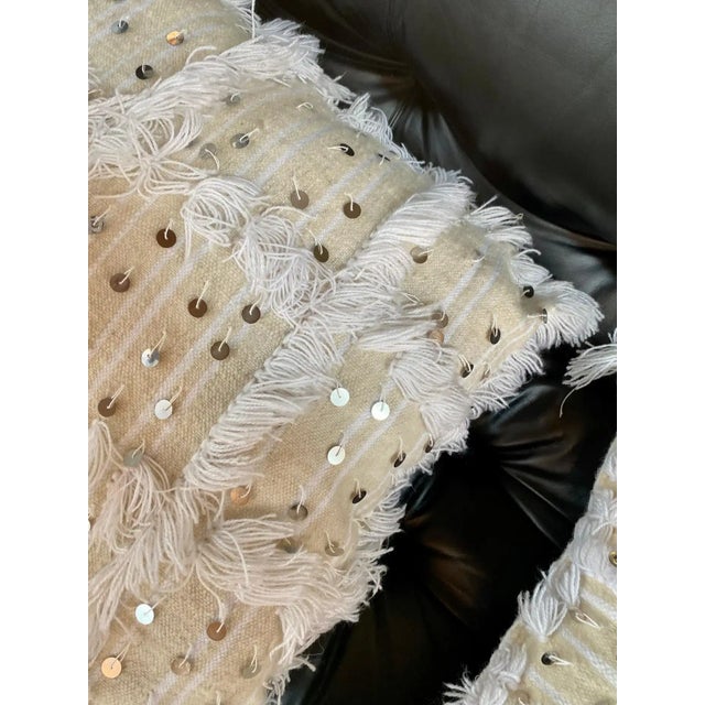Textile Boho Chic Moroccan Wool White Wedding Pillow, a Pair For Sale - Image 7 of 7