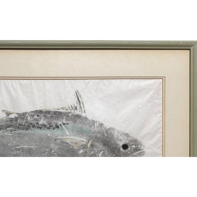 Wood 1990s Large Original Tom Uhl Gyotaku Fish Rubbing Bonita Islamorada Florida Keys For Sale - Image 7 of 10