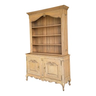 French Provincial Light Oak Wood Kitchen Cabinet, Antique For Sale
