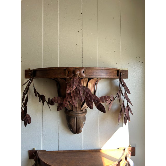Metal 20th Century Acanthus Wreath Demi Wall Shelves For Sale - Image 7 of 11