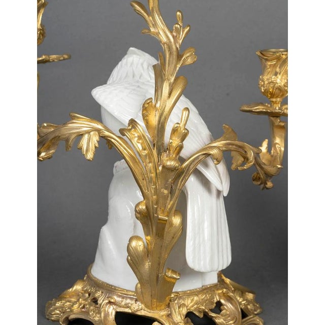 Japanese Porcelain and Gilt Bronze Falcon Candelabras, 19th Century, Set of 2 For Sale - Image 9 of 12