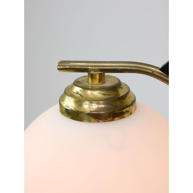 Metal Mid-Century Modern Italian Brass and Opaline Chandelier, 1960 For Sale - Image 7 of 18