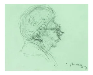 Old Woman - Original Pencil Drawing by S. Goldberg - Mid 20th Century Mid 20th Century