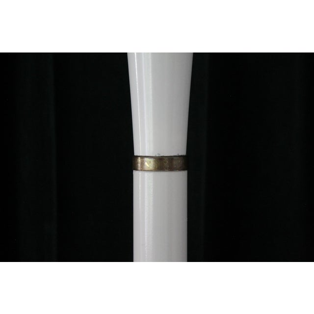 Metal Vintage 60s Trumpet Floor Lamp, Mid-Century White Laurel Style Torchiere Lamp For Sale - Image 7 of 10