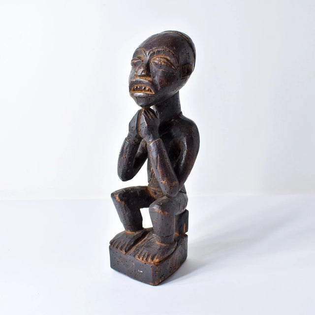 Early 20th Century Early 20th Century Baule Seated Wood Figure Côte d'Ivoire For Sale - Image 5 of 15